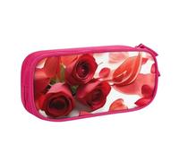 CBXYFCBC Cute Rose and Red Petal Large Pencil Case – Big Capacity Pencil Bag with Compartments, Pen Pouch Double Zipper, Pencase for Middle, High School, College Students, Boys & Girls