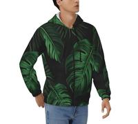 CBXYFCBC Fashion Men'S Full Zipper Hoodies Hooded Sweatshirt Banana Leaf Green Print - Soft, Comfortable, Casual Pullover Long Sleeve Drawstring Hoody Top Jacket With Pockets