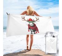 CBXYFCBC Funny Christmas Moose Beach Towel â€“ Soft Quick Dry Super Absorbent Microfiber Beach Towels, Lightweight Large Bathroom Bath Towel For Travel, Swimming, Camping, Yoga