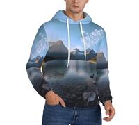 CBXYFCBC Glacier National Park Menâ€™s Hoodies, Novelty Hoodie Pullover Sweatshirts With Drawstring Pockets, 3d Printed Graphic Hooded Sweatshirt, Fashion And Casual