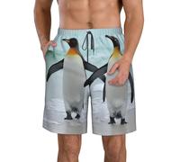CBXYFCBC Men's Quick-Dry Beach Shorts Cute Penguin Stretchy Summer Swim Trunks with Pockets | Ideals for Vacation & Swimming | Comfortable Fit for Most Adult Men