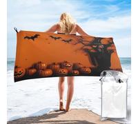 CBXYFCBC Orange Halloween Party Beach Towel â€“ Soft Quick Dry Super Absorbent Microfiber Beach Towels, Lightweight Large Bathroom Bath Towel For Travel, Swimming, Camping, Yoga