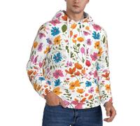 CBXYFCBC Romantic Fancy Floral Birds Menâ€™s Hoodies, Novelty Hoodie Pullover Sweatshirts With Drawstring Pockets, 3d Printed Graphic Hooded Sweatshirt, Fashion And Casual