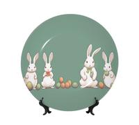 CBXYFCBC Stylish Easter Bunny Bone China Decorative Plates With Display Stand, Cute 6 Inch, 7 Inch,8 Inch,10 Inch, Decorative Porcelain Dinner Plates For Home, Office, And Study Decor
