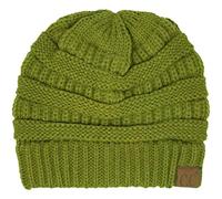 CC Classic Winter Fall Trendy Chunky Stretchy Cable Knit Beanie Hat, Solid Olive, One Size