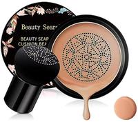 CC Cream Foundation with Mushroom Head Air Cushion BB Cream Moisturizing Concealer Full Coverage for Flawless Makeup Base Long Lasting with Mushroom Makeup Sponge Even Skin Tone (Brunette Brown)