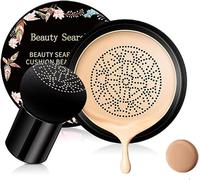 CC Cream Foundation with Mushroom Head Air Cushion BB Cream Moisturizing Concealer Full Coverage for Flawless Makeup Base Long Lasting with Mushroom Makeup Sponge Even Skin Tone（Natural）
