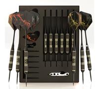 CC-Exquisite Professional Steel Tip Darts Set - 6 x 22g Brass Barrels with 12 Flights Standard/Slim, 12 Aluminum Shafts 35/48mm, 12 O-Rings, Dart