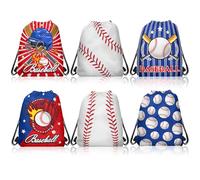 CC HOME 12 Pack Baseball Drawstring Party Bags, Baseball Gift Candy Treat Bags, Gym Sport Ball Theme Party Favor for Baby Shower Kids Girls Boys Birthday Decorations 10.6 x 13.4''
