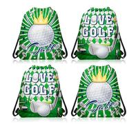 CC HOME 12 Pack Golf Drawstring Party Bags, Green White Golf Ball Gift Candy Treat Bags, Gym Ball Sports Theme Party Favor for Baby Shower Kids Girls Boys Birthday Decorations 10.6 x 13.4''
