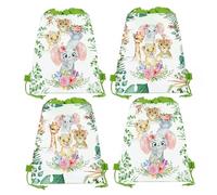 CC HOME 12 Pack Jungle Animals Drawstring Party Bags, Tiger Lion Elephant Gift Candy Treat Bags, Jungle Animals Theme Party Favor for Baby Shower Kids Girls Boys Birthday Decorations 10.6 x 13.4''