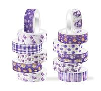 CC HOME 12 Rolls Purple Christmas Washi Tape Set Masking Tape Decorative Tape Stickers Scrapbook Accessories Journaling Accessories Junk Diary DIY Crafts Diary Albums Craft Supplies
