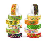 CC HOME 12 Rolls Washi Tape Mexican Carnival Decorative Tape Colourful Theme, 15 mm Masking Tape Decorative Aesthetic Tape Decoration for DIY, Crafts, Diary, Albums, Scrapbooking