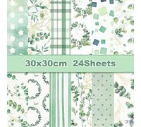 CC HOME 24 Sheets Eucalyptus Leaves Pattern Scrapbook Paper, 12 Designs Double-Sided, 12 x 12 Inch Craft Supplies