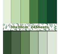 CC HOME 24 Sheets Green Pattern Scrapbook Paper, 12 Designs Double-Sided Gradient Green Decorative Paper, 12 x 12 Inch Spring Craft Supplies Card Making Scrapbook