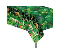 CC HOME 2Pc Wild Animals Party Plastic Tablecloth 54 x 87 Inch Long Table Cover, Crocodile Turtle Snake Tablecover for Green Jungle Theme Shower Birthday Dinner Picnic Kitchen Event