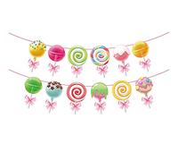 CC HOME Candy Banner,Candy Garland Birthday Banner,Candy Party Decorations,Lollipop Bunting Banner for Girls,Candy Birthday Party,Baby Shower,Wedding Bridal Shower Home Classroom Supplies