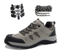 CC-Los Men's Waterproof Hiking Shoes Lace-Free Lightweight & Breathable No Tie Outdoor Work Shoes Grey 6