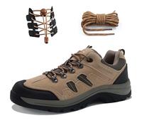 CC-Los Men's Waterproof Hiking Shoes Lace-Free Lightweight & Breathable No Tie Outdoor Work Shoes Tan 12
