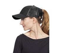 CC Ponycap Messy High Bun Ponytail Adjustable Mesh Trucker Baseball Cap Hat, Black