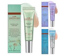 CC Red Correct Cream - 3x15ml Lightweight Face CC Cream Skin Perfector Tinted Moisturiser Hydrated Skin Green Purple Blue Concealer With SPF 25 - Light Coverage