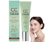 CC Red Correct Cream,Anti Redness Tinted Face Cream with Centella,Color Correcting Lightweight Skin Perfector Cream,CC Cream Foundation,Balance Skin Tone&Reduce Redness,Long-Lasting&Waterproof(Green)