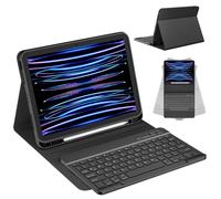 CC Store Case with Keyboard for iPad Air 11 Inch M3 2025/M2 2024, iPad Air 5/4 10.9 Inch, iPad Pro 11 4/3/2/1Gen, Magnetic Removable Keyboard with Pen Holder, QWERTZ Layout, Black