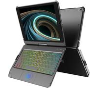 CC Store for iPad 9th Generation Case with Keyboard 10.2 Inch - 7 Color Backlit 360° Swivel Multi-Touch with Pencil Holder for iPad 9th Gen/8th Gen/7th Gen Case with Keyboard(Black)