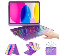 CC Store for iPad (A16) 11th 10th Generation Case with Keyboard - 7 Color Backlit 360° Swivel Multi-Touch Track Pencil Holde for iPad 11-inch A16 2025 10th Gen 10.9 Inch 2022 (Purple)