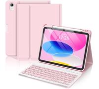 CC Store for iPad A16 11th 10th Generation Case with Keyboard - Detachable Folio Keyboard Cover with Pencil Holder for iPad 11-inch A16 2025 10th Gen 10.9 Inch 2022(Pink)