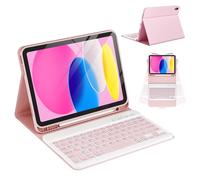 CC Store Keyboard Case for iPad 10th 2022/A16 11th Generation 2025(10.9/11 inch), for iPad 11/10 Gen Case with Wireless Detachable Rechargeable Bluetooth Keyboard & Pencil Holder,Pink