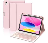 CC Store Keyboard Case for iPad A16 11th Generation 2025/10th 2022 (11/10.9 inch), for iPad 11/10 Gen Keyboard Case with Wireless Detachable Rechargeable Bluetooth Keyboard & Pencil Holder, Pink