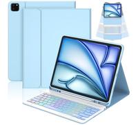 CC Store Keyboard Case for iPad Air 13 inch (M3 2025, M2 2024) and iPad Pro 12.9 inch (6th/ 5th/ 4th/ 3th generation), 7 Colour Backlit Bluetooth Detachable Keyboard with Pencil Holder, UK Layout