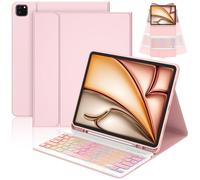CC Store Keyboard Case for iPad Air 13 inch (M3 2025, M2 2024) and iPad Pro 12.9 inch (6th/ 5th/ 4th/ 3th generation), 7 Colour Backlit Bluetooth Detachable Keyboard with Pencil Holder, UK Layout