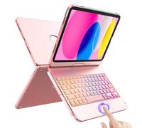CC Store Touchpad Keyboard Case for iPad 10th Generation 10.9" 2022,Backlit Keys& Multi-Touch,360° Rotatable & Pencil Holder,Backlit Trackpad iPad 10th Generation Case with Keyboard(Rose Gold)