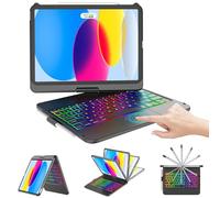 CC Store Touchpad Keyboard Case for iPad 10th Generation 10.9" 2022, Multi-Touch & Backlit Keys, 360° Rotatable & Pencil Holder, Case with Backlit Trackpad Keyboard for iPad 10.9 10th Gen (Black)