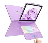 CC Store Touchpad Keyboard Case for iPad Air 13 inch/iPad Pro 12.9 (6th, 5th, 4th, 3rd Gen) - Multi-Touch, Backlit Keys, Pencil Holder (Light Purple)