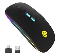 CC Store Wireless Mouse with Type-C Receiver for Laptop, Silm Silent Rechargeable Mouse, 3 Adjustable DPI & Backlight 2.4G Bluetooth Mouse Compatible with Laptop Computer Macbook iPad PC
