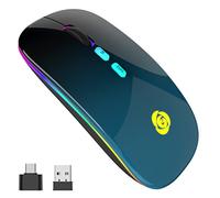 CC Store Wireless Mouse with Type-C Receiver for Laptop, Silm Silent Rechargeable Mouse, 3 Adjustable DPI & Backlight 2.4G Bluetooth Mouse Compatible with Laptop Computer Macbook iPad PC