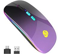 CC Store Wireless Mouse with Type-C Receiver for Laptop, Silm Silent Rechargeable Mouse, 3 Adjustable DPI & Backlight 2.4G Bluetooth Mouse Compatible with Laptop Computer Macbook iPad PC