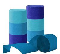 CC Wonderland Zone 6 Rolls Blue Crepe Paper Streamers for Parties - 4.5CMx25M Each (Lake, Sapphire, Dark Blue)