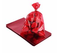 CC wonderland zone Red Cellophane Treat Bags - 50 Pack Gift Cello Plastic Bags with Ties,for Candy Cookie Goodie Party Favors,6x9 inch