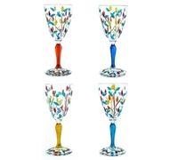 CC Zecchin Set of 4 Four Murano Glass Wine Multi Stem Hand Painted Height 19.3cm Venice