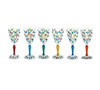 CC Zecchin Set of 6 Six Murano Glass Wine Multi Stem Hand Painted Height 19.3cm Venice