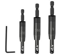 CC2430 Self Centering Drill Bit Set 3/32", 7/64", 1/8" for 1/4 in VIX Bit Bosch Clic-Change Hex Shank Drill, #6 8 10 Self-Centering Hinge Drill Bit, 3 Piece