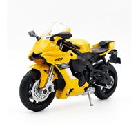 CCA 1:18 Yamaha YZF-R1 Motorcycle (Yellow), with rear suspension and retractable stand; realistic motorcycle model, collectible display piece, children’s toy, adult collectible, festive gift