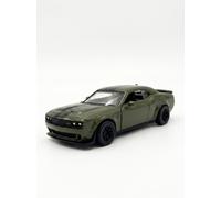 CCA 1:44 Dodge Challenger Metal Model Car - Army Green, with Opening Doors, Pull Back Action, Realistic Metal Model, Collectible Display Piece, Children’s Toy, Gift