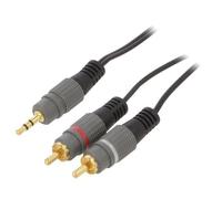 CCA-352-2.5M Cable Jack 3.5mm 3pin Male, RCA Male x2 2.5m Black BEMBIRD