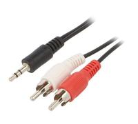 CCA-458-2.5M Cable Jack 35mm 3pin Male RCA Male x2 25m Black GEMBIRD