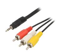 CCA-4P2R-2M Cable Jacka 3.5mm 4pin Male, RCA Male x3 2m Black GEMBIRD